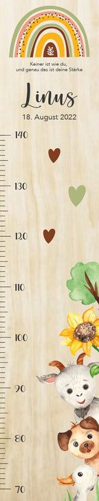 Messlatte Bauernhof 1, Kinder 70-140cm, Messlatte Kinder Holz, Messlatte, Baby, Taufgeschenk, Messlatte personalisiert, Kinderzimmer, Geburt