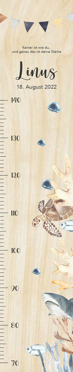 Messlatte Meer, Kinder 70-140cm, Messlatte Kinder Holz, Messlatte, Baby, Taufgeschenk, Messlatte personalisiert, Kinderzimmer, Geburt