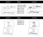 Hochzeitskennzeichen „Just Married“ – Herz Schwarz, personalisiert für Hochzeitsauto