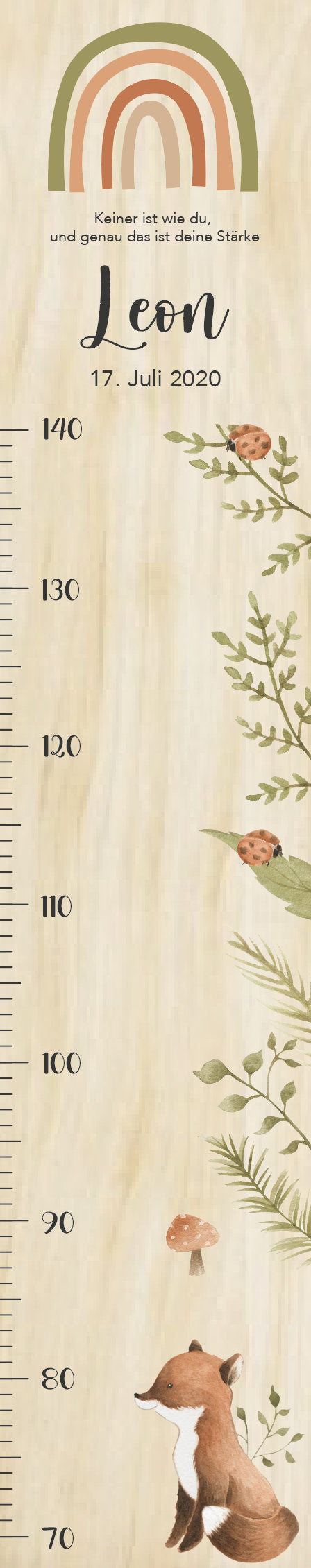 Messlatte Wald 2 Kinder 70-140cm, Messlatte Kinder Holz, Messlatte, Baby, Taufgeschenk, Messlatte personalisiert, Kinderzimmer, Geburt