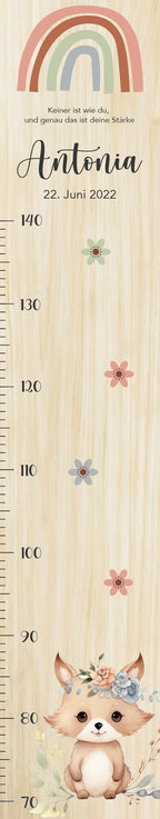Messlatte Fuchs Kinder 70-140cm, Messlatte Kinder Holz, Messlatte, Baby, Taufgeschenk, Messlatte personalisiert, Kinderzimmer Deko, Geburt