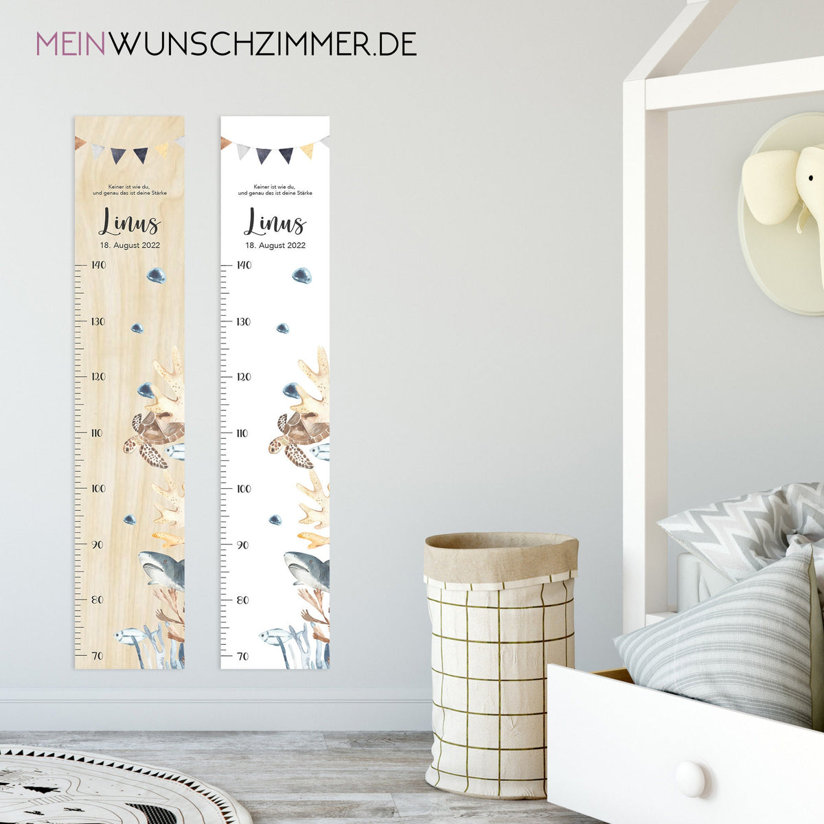 Messlatte Meer, Kinder 70-140cm, Messlatte Kinder Holz, Messlatte, Baby, Taufgeschenk, Messlatte personalisiert, Kinderzimmer, Geburt