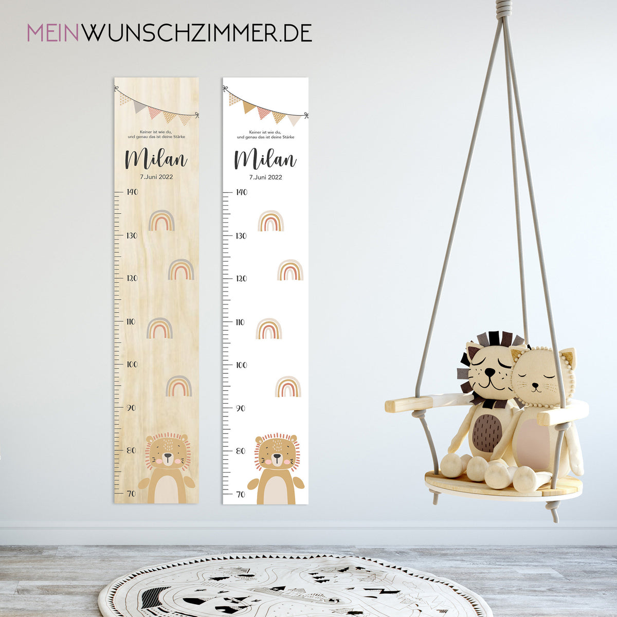 Messlatte Löwe Kinder 70-140cm, Messlatte Kinder Holz, Messlatte, Baby, Taufgeschenk, Messlatte personalisiert, Kinderzimmer Deko, Geburt