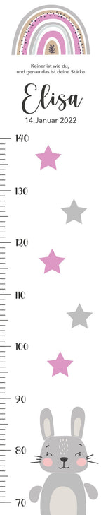 Messlatte Hase Kinder 70-140cm, Messlatte Kinder Holz, Messlatte, Baby, Taufgeschenk, Messlatte personalisiert, Kinderzimmer Deko, Geburt