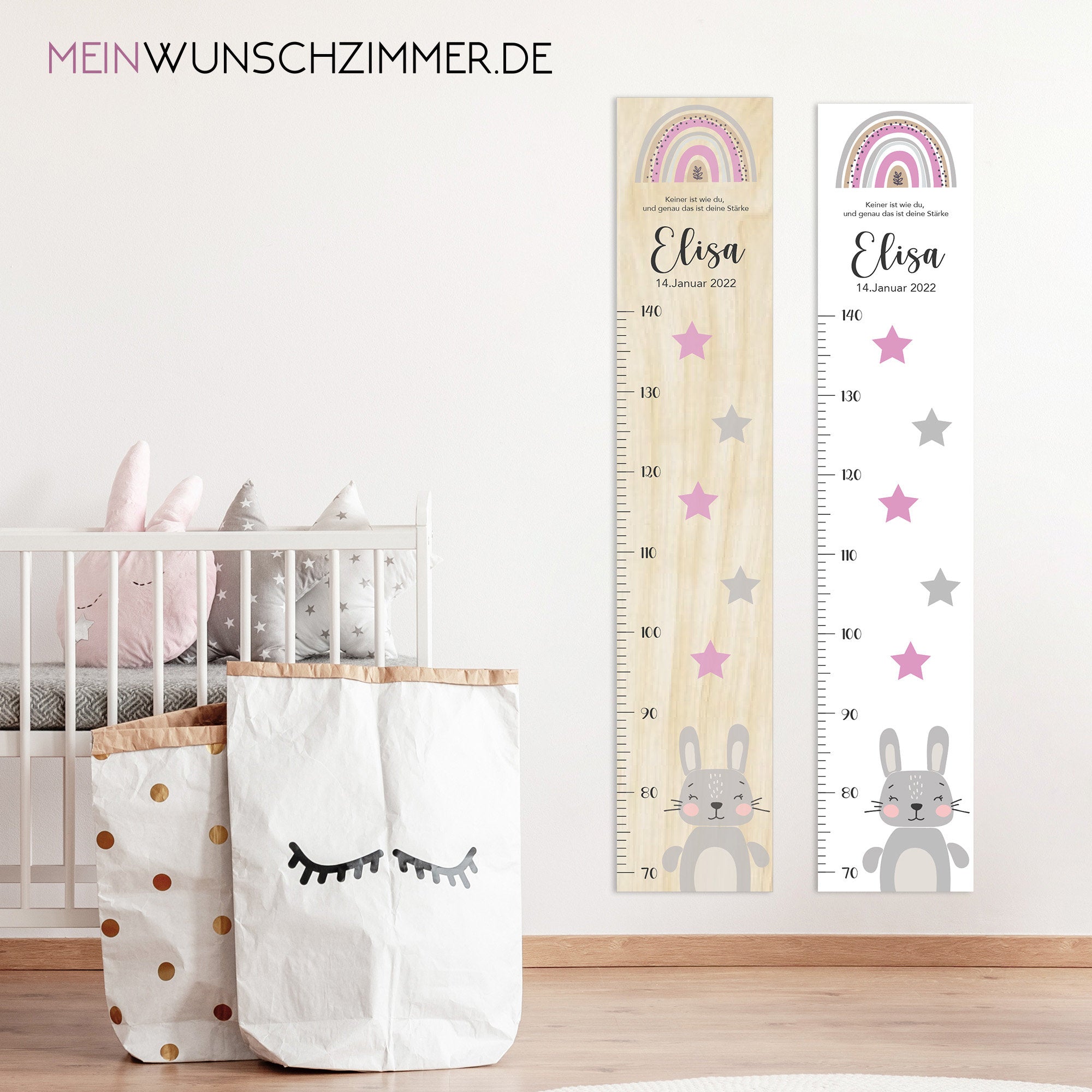 Messlatte Hase Kinder 70-140cm, Messlatte Kinder Holz, Messlatte, Baby, Taufgeschenk, Messlatte personalisiert, Kinderzimmer Deko, Geburt