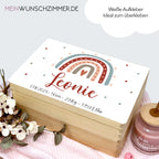 Personalisierter Erinnerungsbox-Aufkleber – Motiv Regenbogen