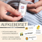 Personalisierte Namensaufkleber – Wunschmotiv für Kindergarten, Kita und Schule