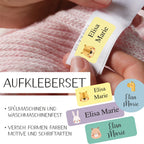 Personalisierte Namensaufkleber – Tiere Pastell für Kindergarten, Kita und Schule
