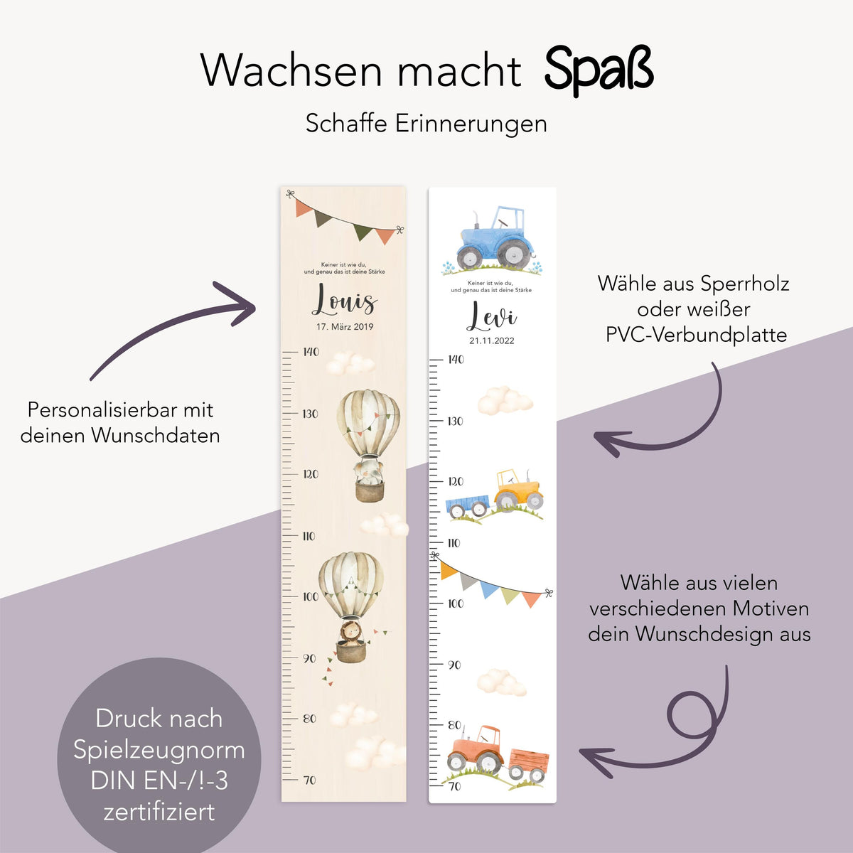 Geschwister Messlatte Bauernhof, Kinder 70-140cm, Zwillinge, Messlatte Kinder Holz, Taufgeschenk, Personalisiert, Kinderzimmer, Geburt