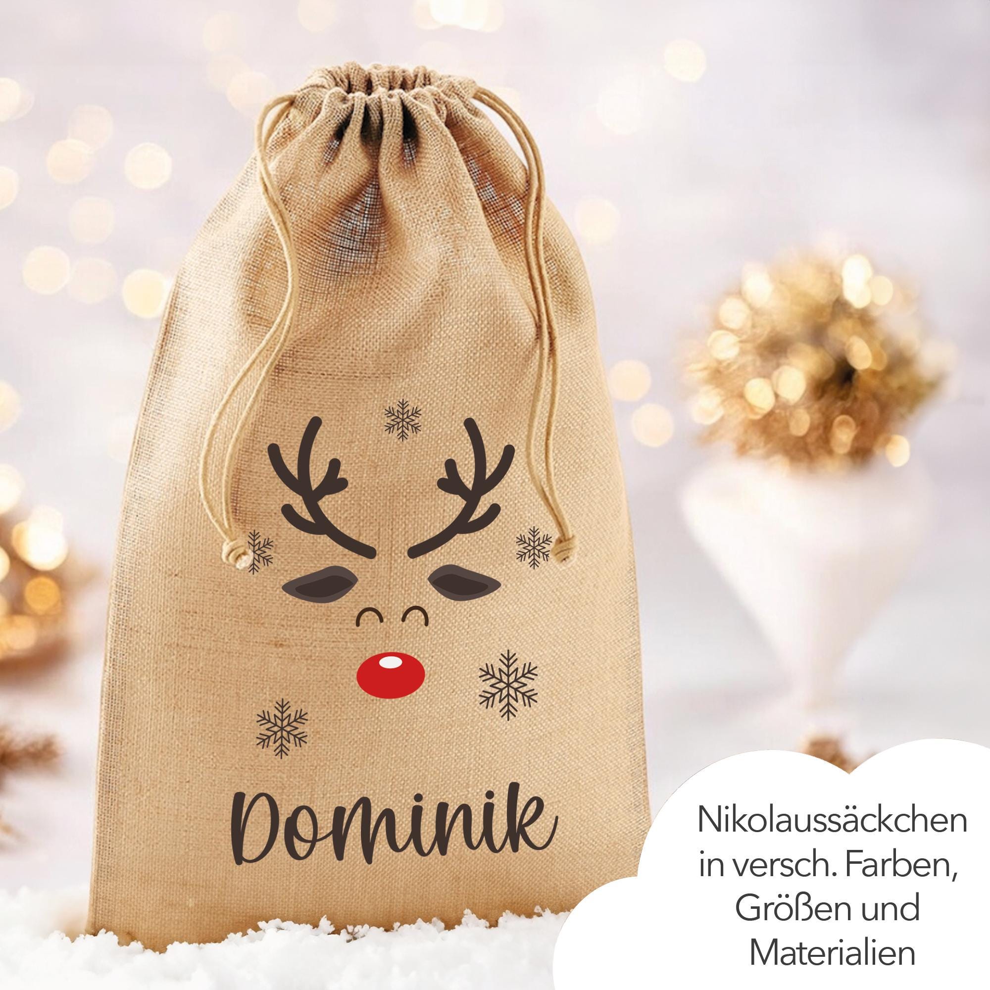 Nikolaussack personalisiert, Motiv: Rentier