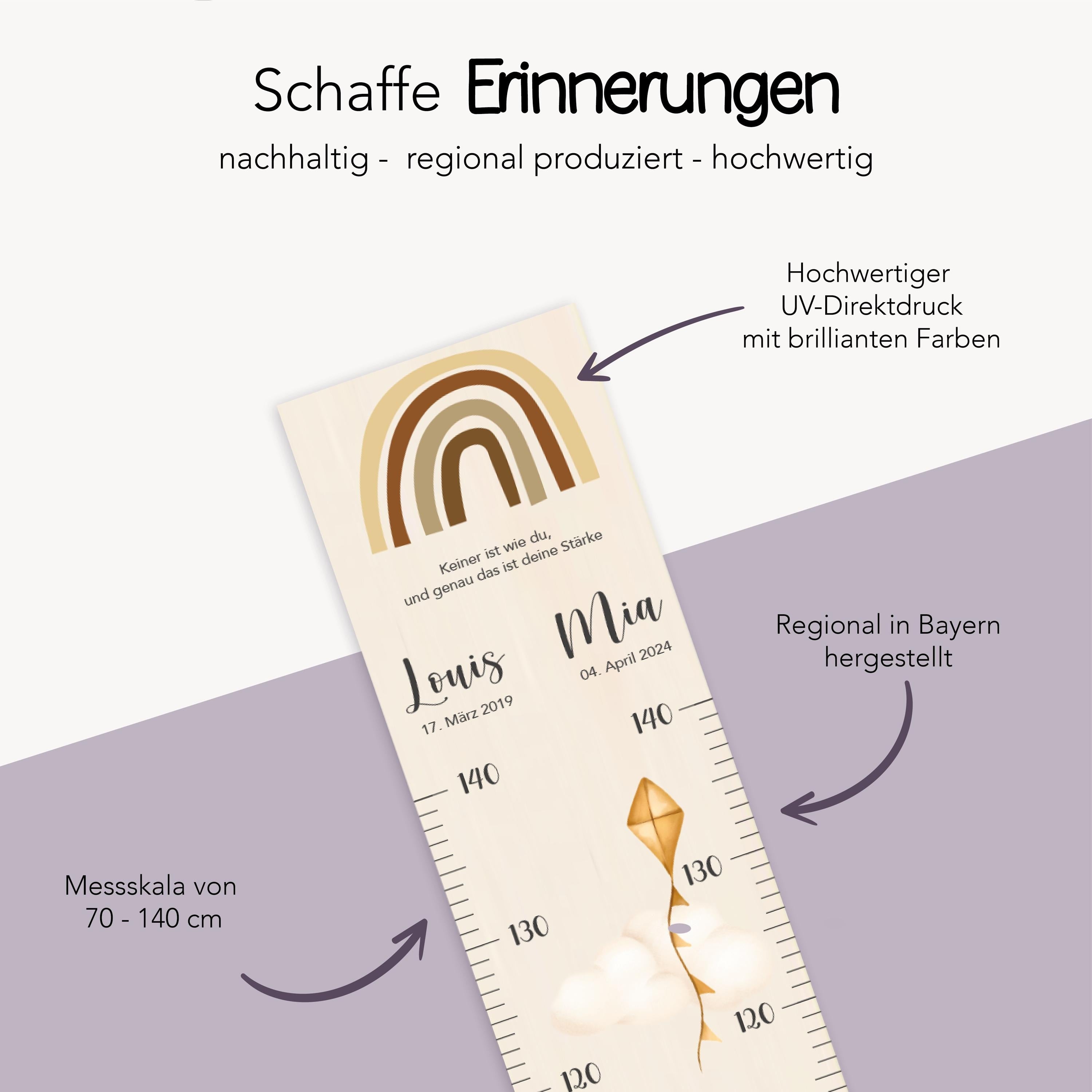 Drillinge Messlatte Afrikatiere Kinder 70-140cm, Drillinge, Messlatte Holz, Baby, Taufgeschenk, Personalisiert, Kinderzimmer, Geburt