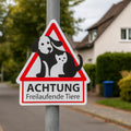 Mehrsprachiges Warnschild Achtung freilaufende Tiere aus Aluverbund