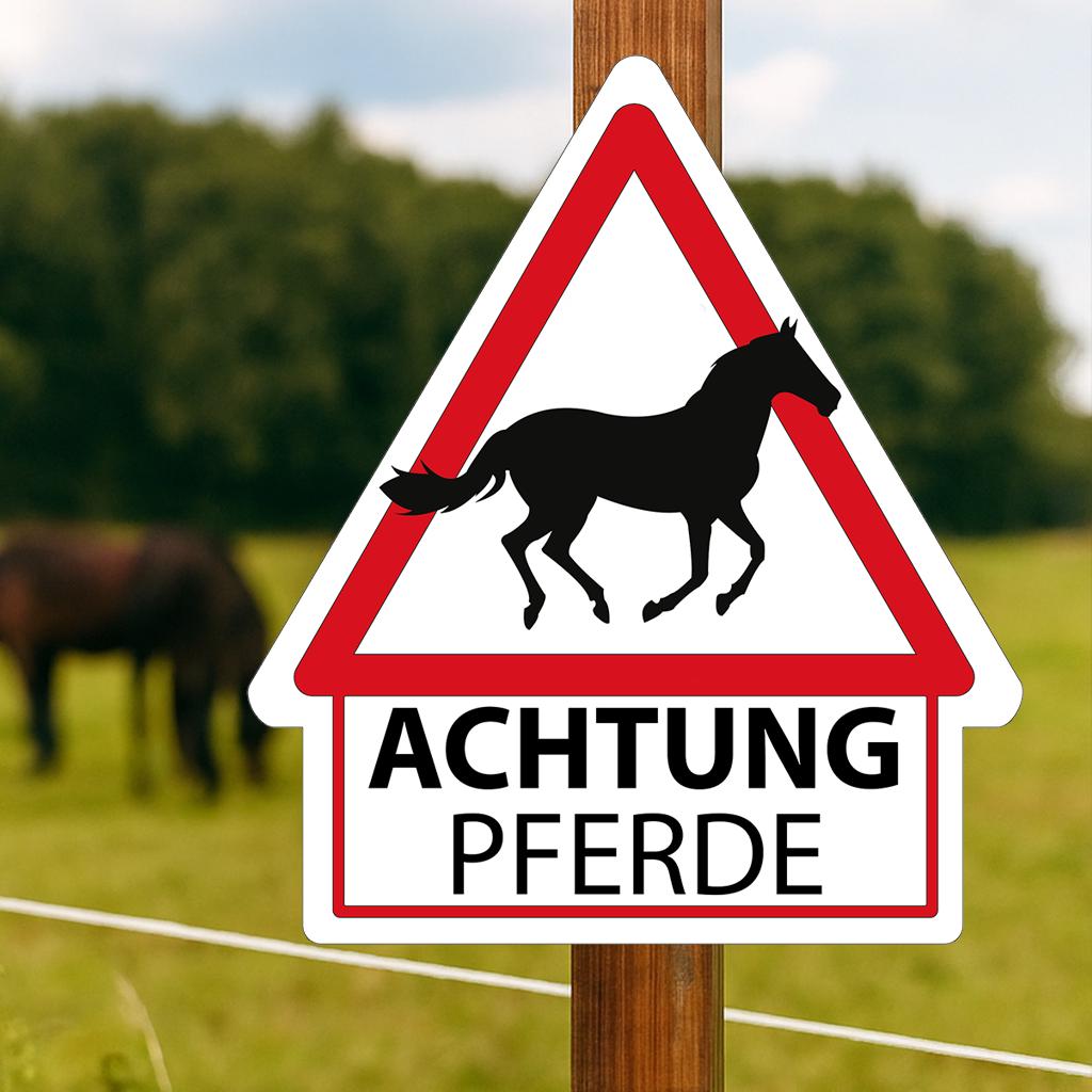 Warnschild Achtung Pferde aus 2 mm Aluverbund