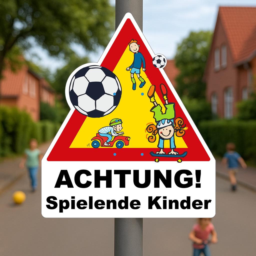 Warnschild Achtung spielende Kinder aus 2 mm Aluverbund