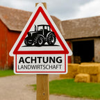 Warnschild Achtung Landwirtschaft aus 2 mm Aluverbund