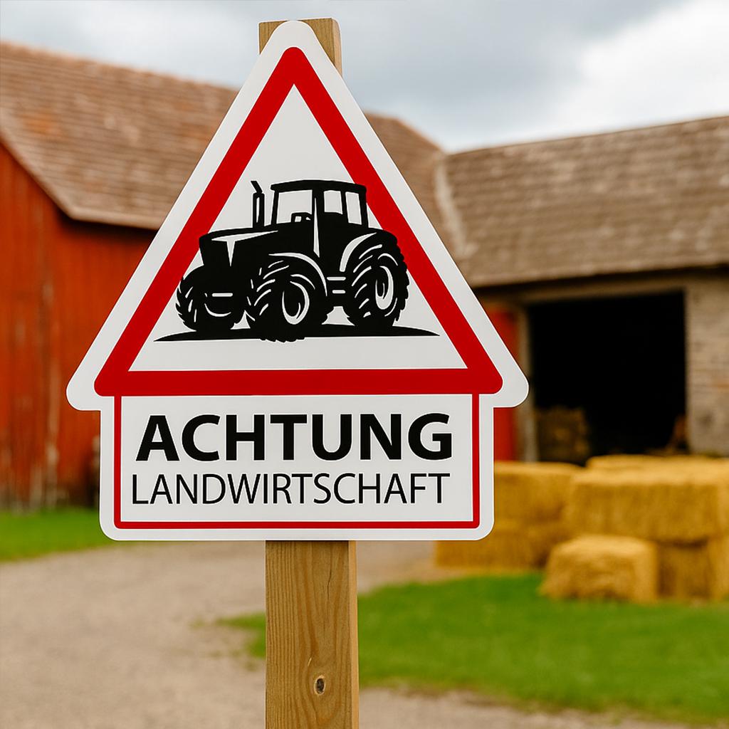 Warnschild Achtung Landwirtschaft aus 2 mm Aluverbund