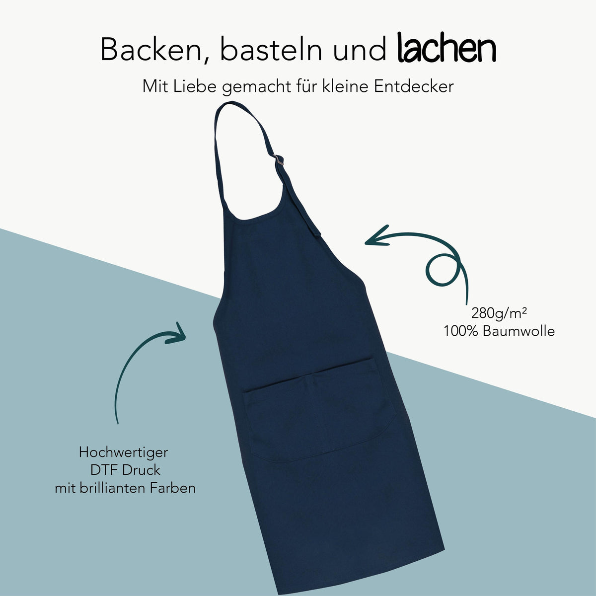 Personalisierte Kinderschürze zum Kochen, Backen und Basteln mit Namen – Produktansicht 5