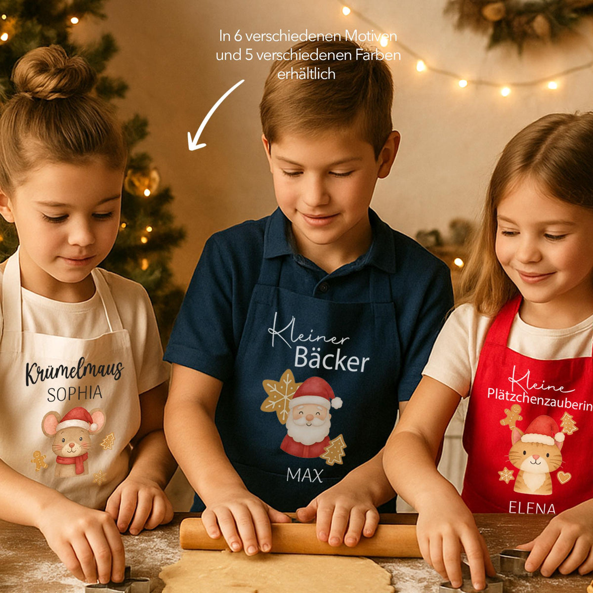 Personalisierte Weihnachtsschürze für Kinder mit Namen