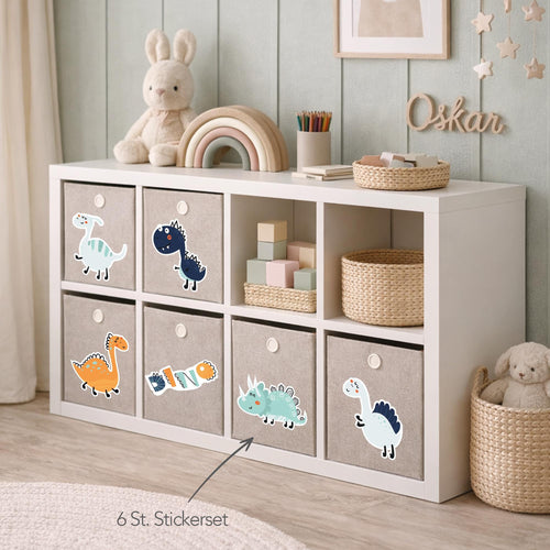Boxenaufkleber Dinos – 6er Set für Kallax- und Aufbewahrungsboxen