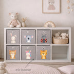 Boxenaufkleber Tierfreunde Pastell – 6er Set für Kallax- und Aufbewahrungsboxen