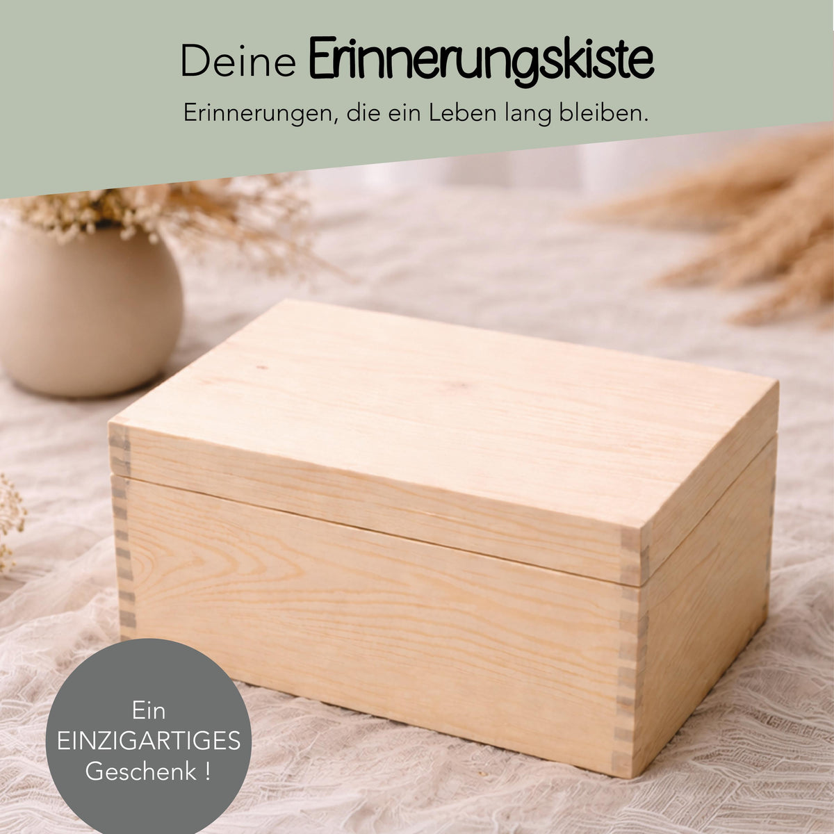 Erinnerungskiste Hochzeit aus Holz – Motiv Herz Klassik, Produktansicht 4