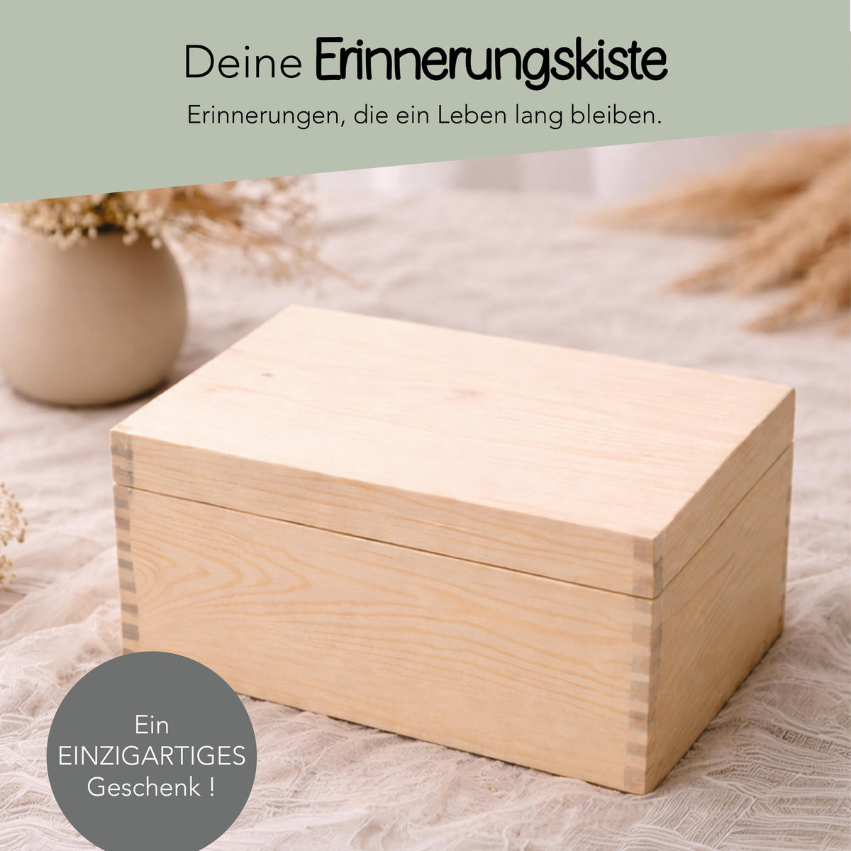 Erinnerungskiste Hochzeit aus Holz – Motiv Herzschrift, Produktansicht 4
