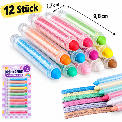 Craies rotatives pour tableaux magnétiques – lot de 12, multicolores & solubles à l’eau