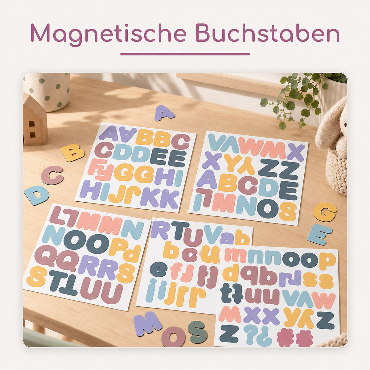 Magnetische Buchstaben für Kinder in Pastell – 125-teiliges Set
