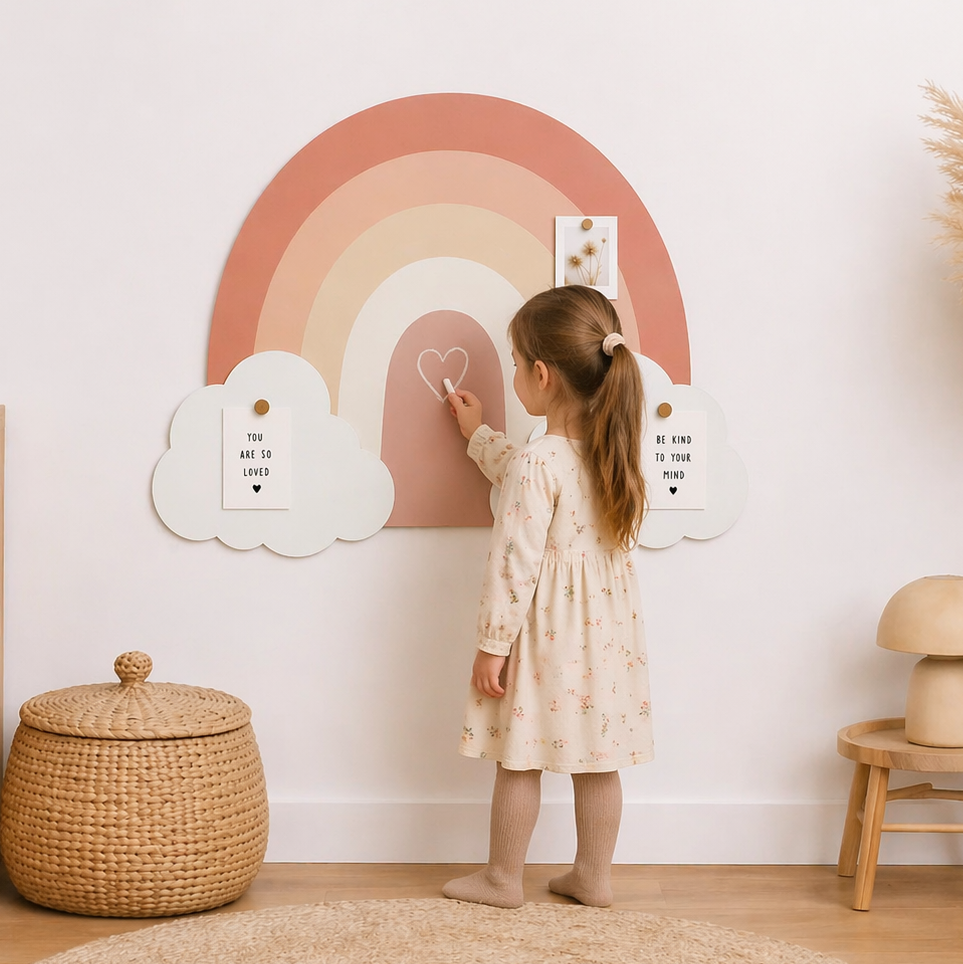 Magnetwand Regenbogen Rosa als magnetische Kreidewand im Kinderzimmer